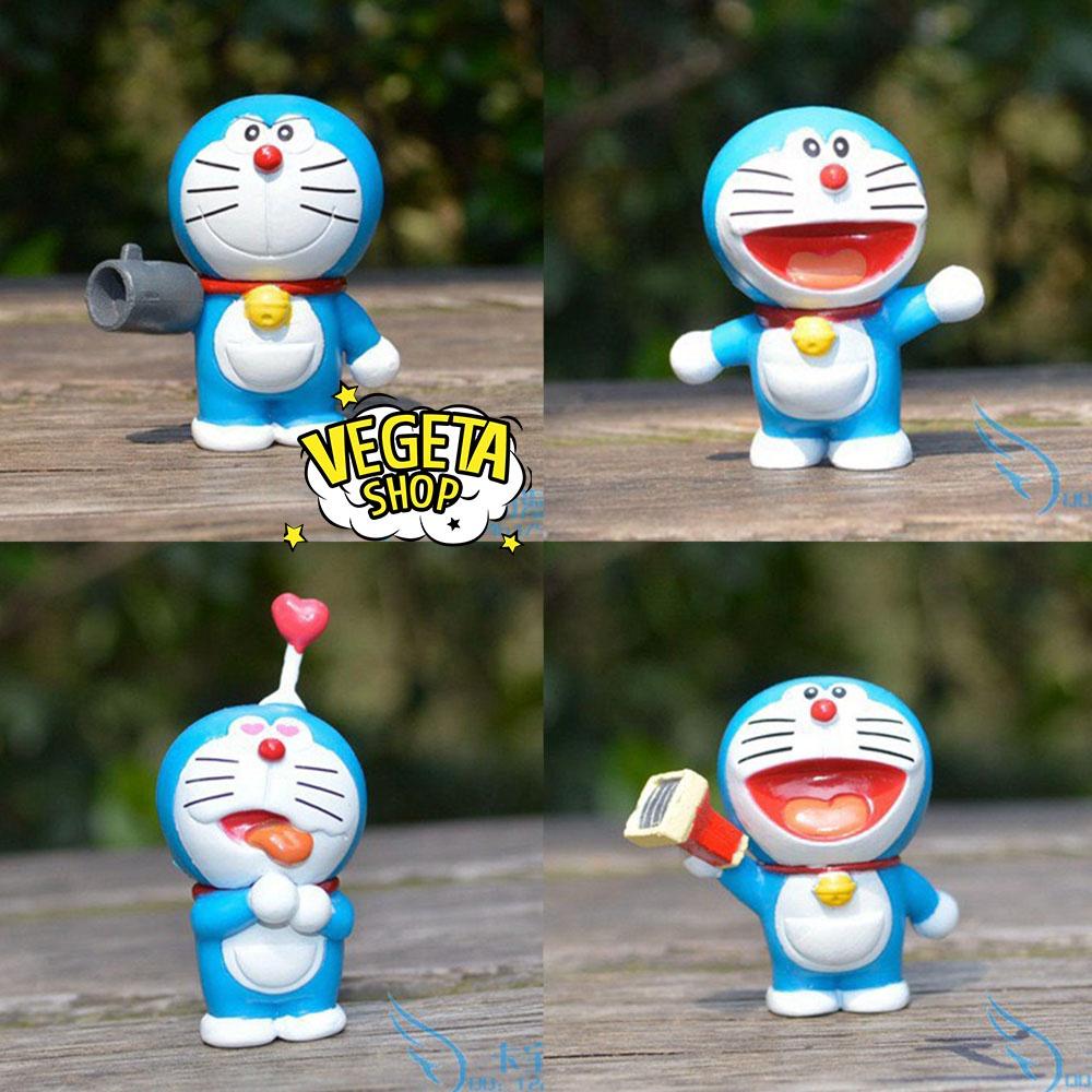 Mô hình Doraemon Doremon - Trọn bộ 8 Mô hình các tư thế Doremon Doraemon và bảo bối khăn trùm thời gian - Cao 4~5cm