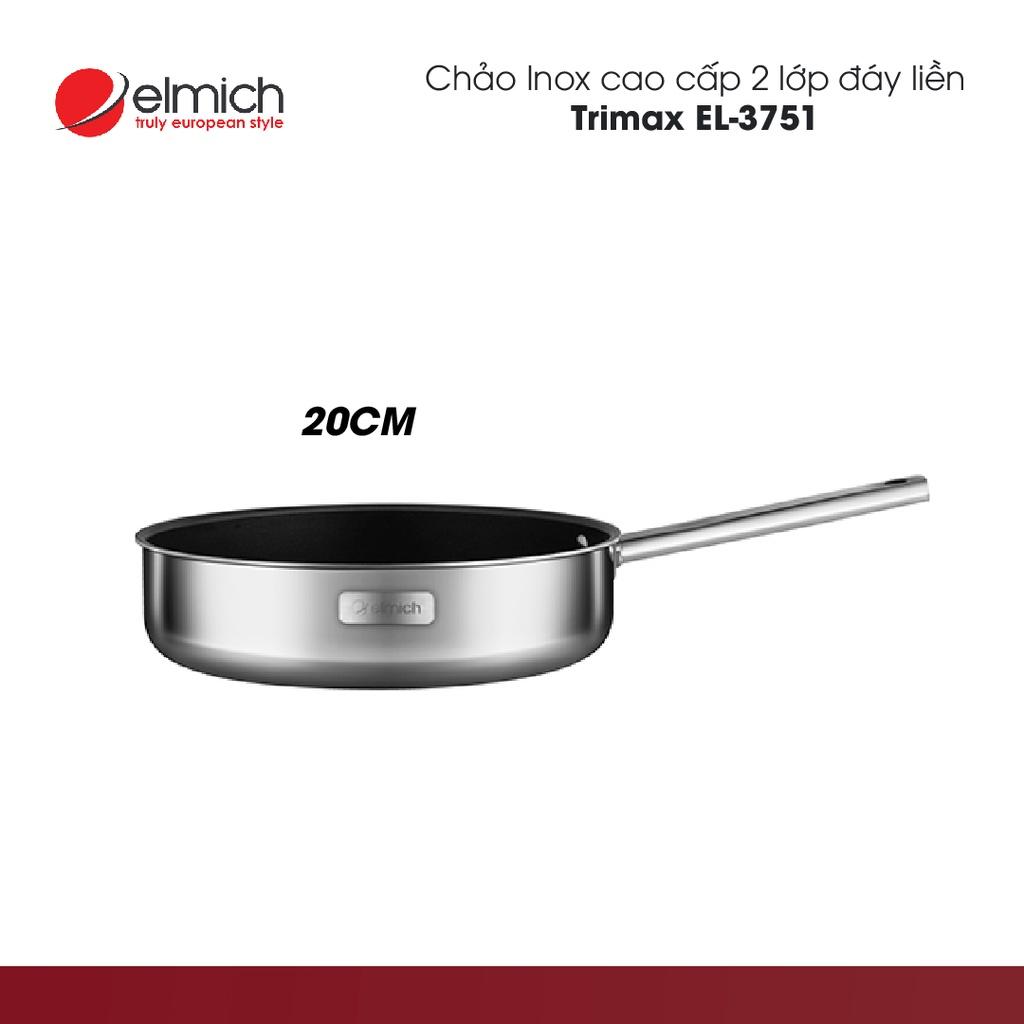 Chảo Inox 2 lớp cao cấp đáy liền Elmich Tri-max XS | EL3751 size 20cm, 24cm, 26cm, 28cm