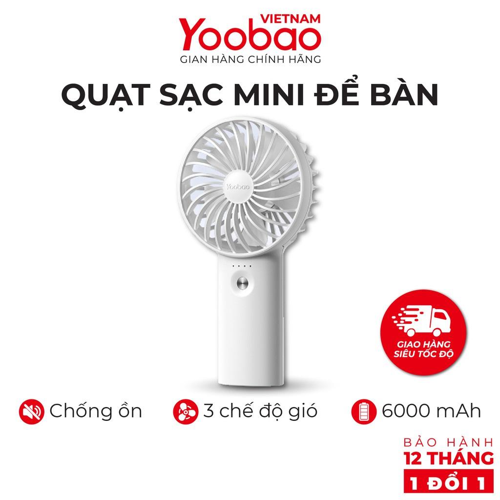 Quạt sạc mini để bàn làm việc YOOBAO F3 Pro 6000mAh Kiêm sạc dự phòng - Hàng nhập khẩu