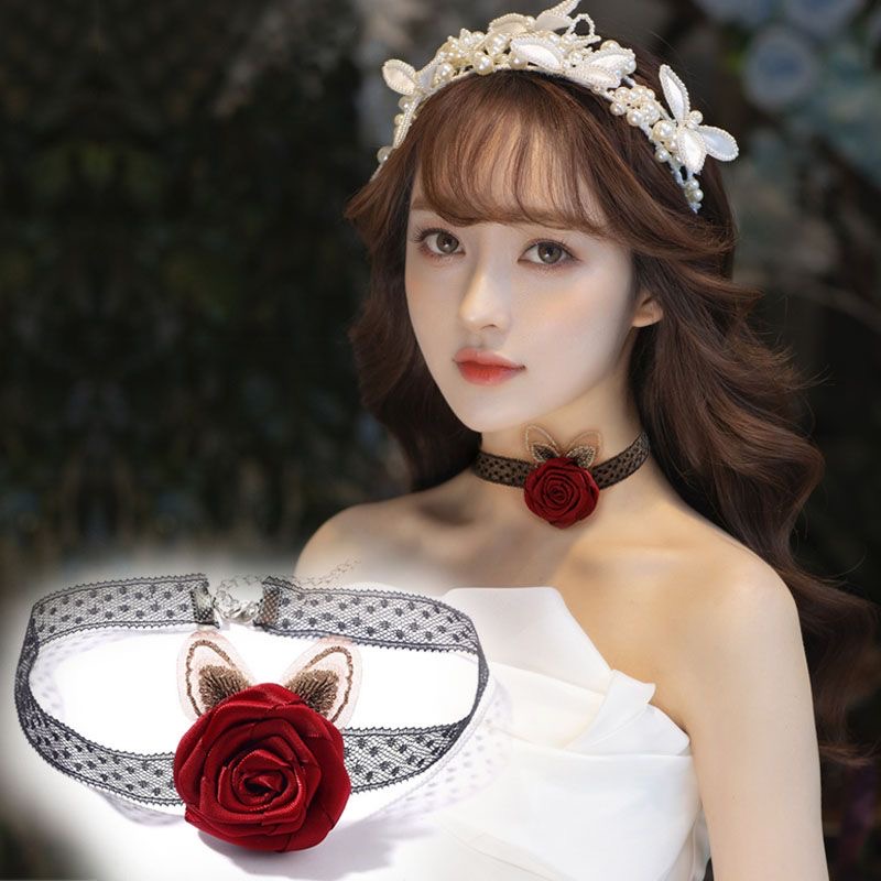 Vòng Cổ Choker Ren Hoa Hồng Sang Trọng Thời Trang