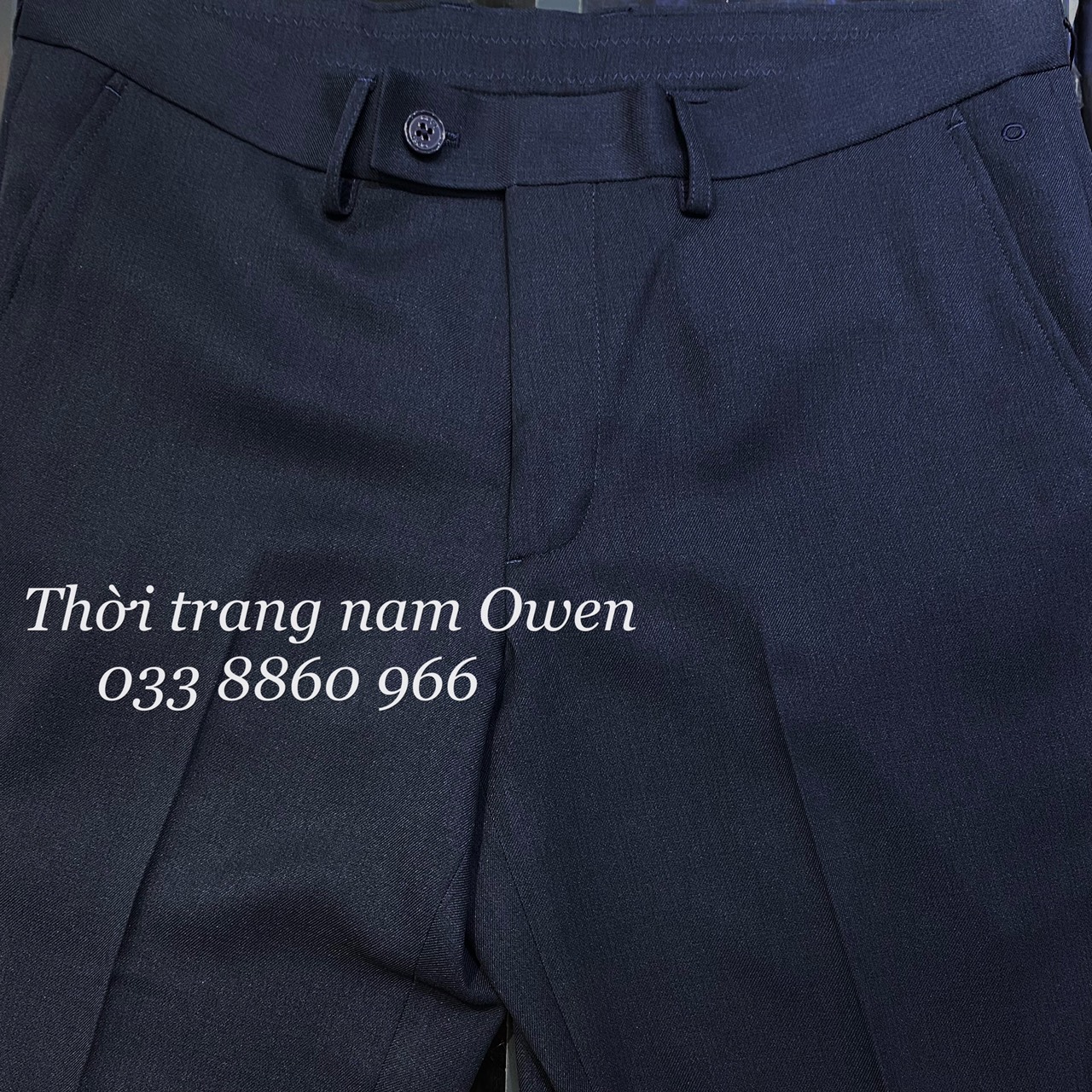 OWEN - Quần âu nam Owen Slimfit chất Nano màu xanh navy kẻ ô chìm 23489