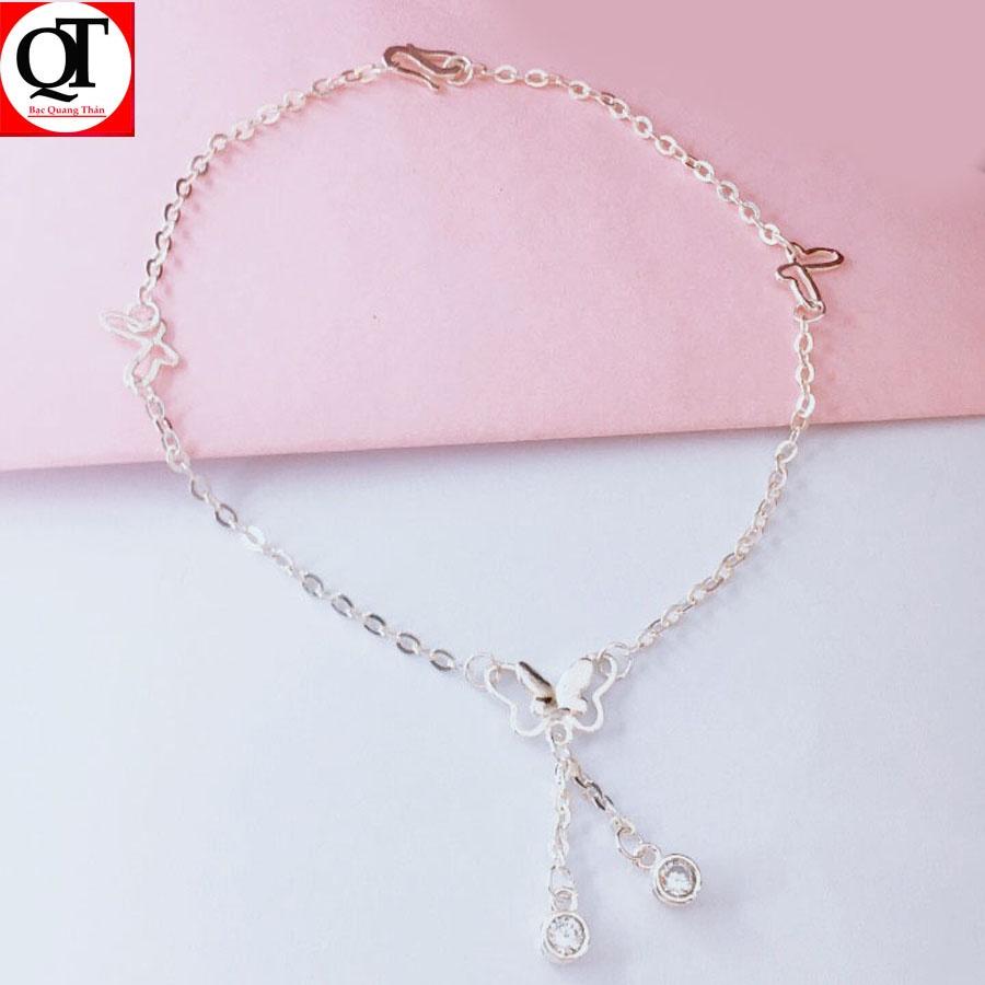 Lắc chân nữ con bướm chất liệu bạc ta Bạc Quang Thản - QTLC7