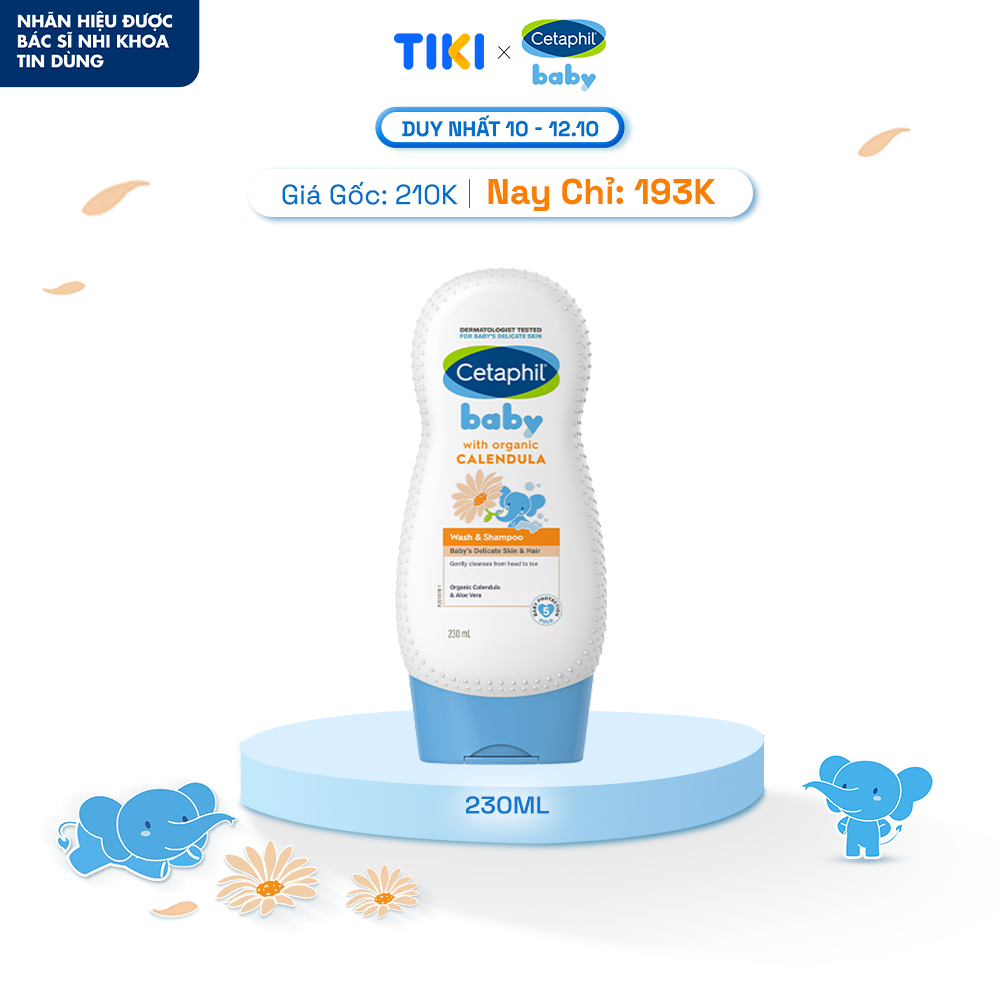 Sữa tắm gội dịu lành cho bé Cetaphil Baby Wash & Shampoo with Organic Calendula 230ml