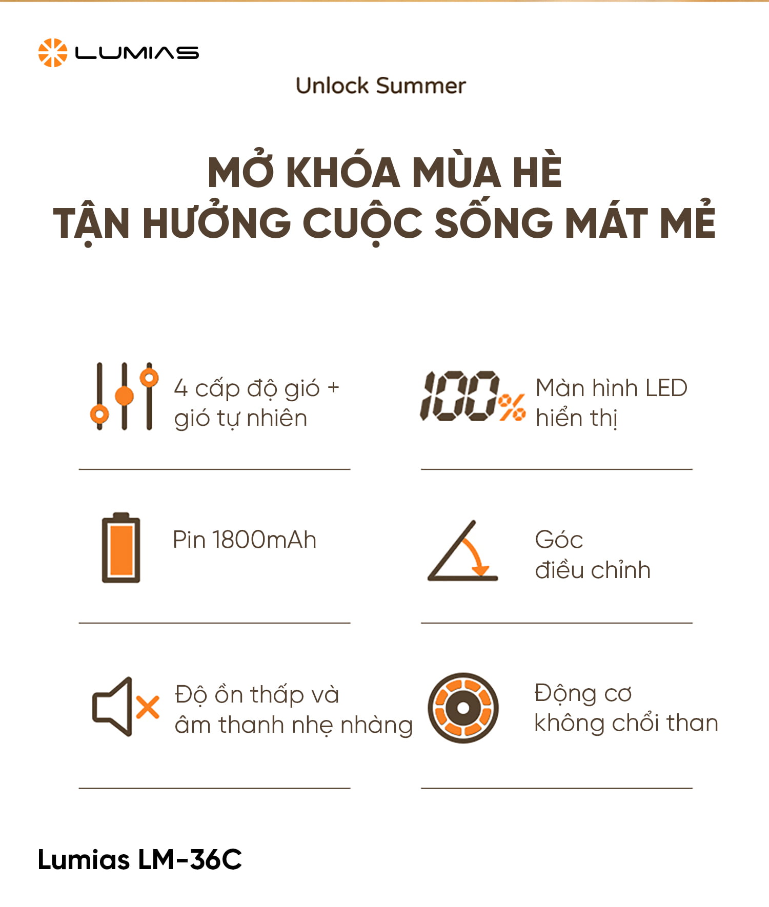 Quạt để bàn Lumias LM-36C Hàng chính hãng