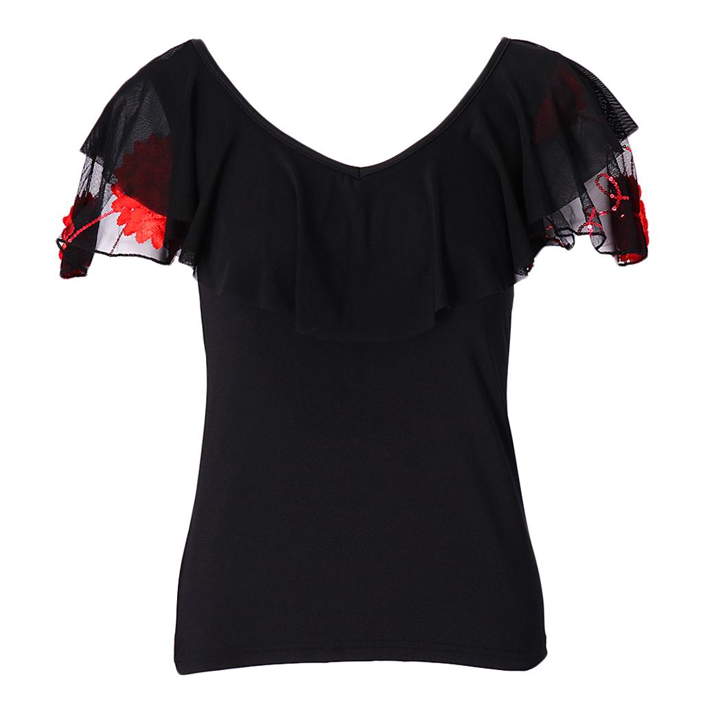Ballroom Flamenco Latin Salsa Dance Blouse Tops Stage Dancewear Costumes