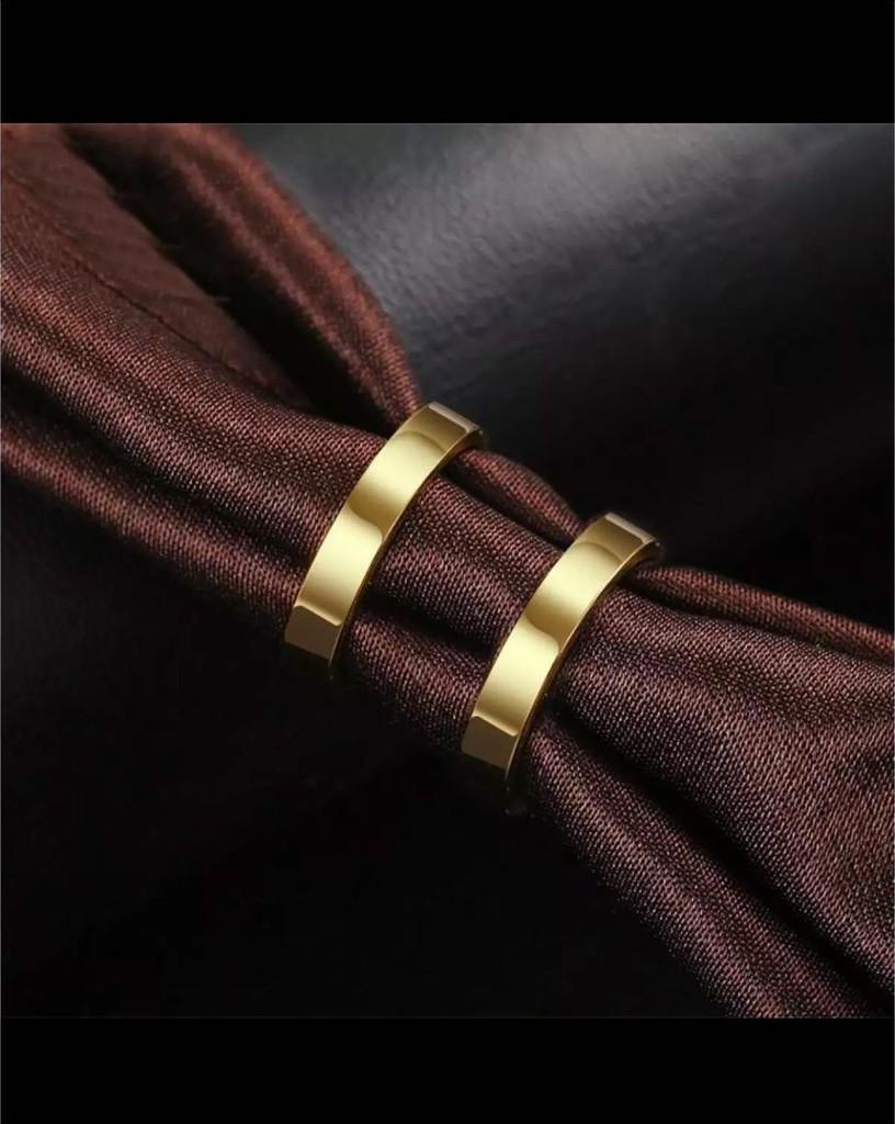 Nhẫn đôi titan trơn màu vàng 18k NC184j - giá 1 đôi