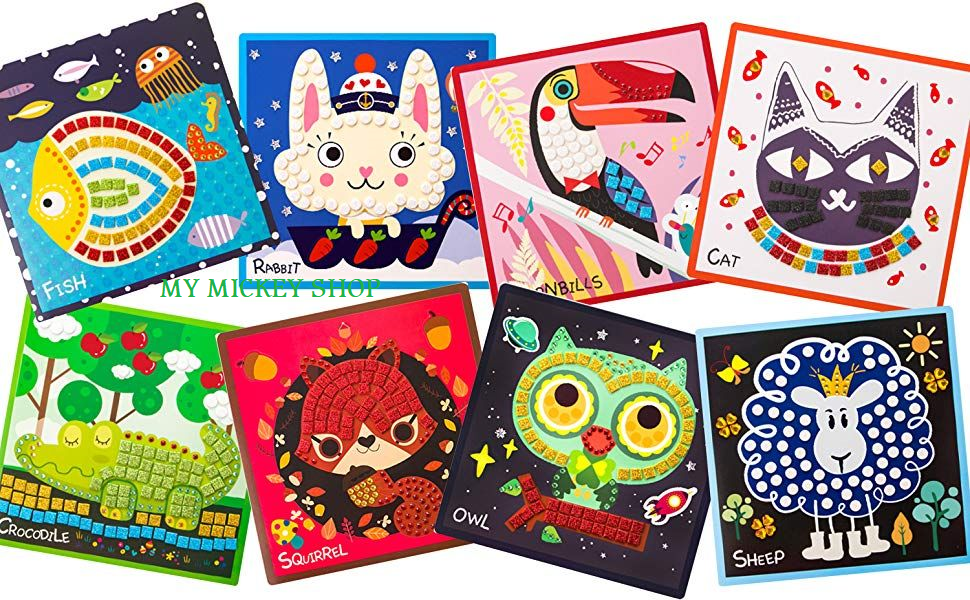 ĐỒ CHƠI THỦ CÔNG THẺ FLASHCARD BÉ TẬP DÁN DIY MOSAIC PAINTING - NGÔI NHÀ ĐỘNG VẬT ANIMALS HOMELAND