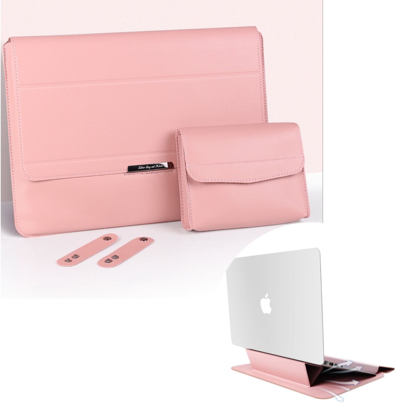 Túi chống sốc bao da laptop dành cho macbook kiêm giá đỡ tản nhiệt kèm ví đựng sạc chuột