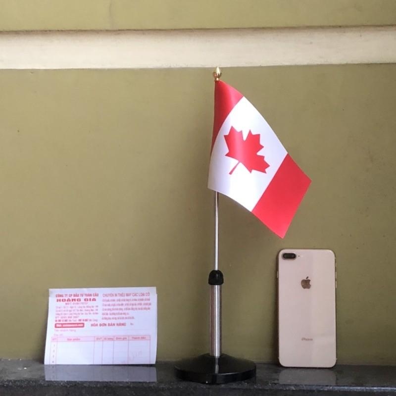 Cờ để bàn inox đen đơn Quốc kỳ Canada
