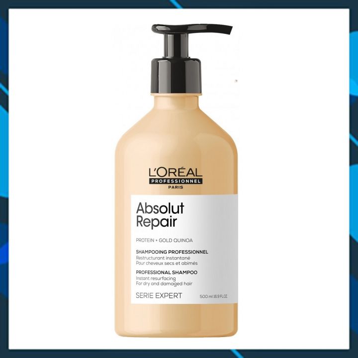 Dầu gội L'OREAL SERIE EXPERT Absolut Repair Shampoo Gold Quinoa phục hồi tóc hư tổn (New 2021) 500ml