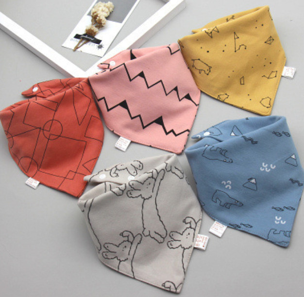 Set 5 khăn yếm tam giác cotton 3 lớp ngộ nghĩnh giữ ấm cổ cho bé trai bé gái