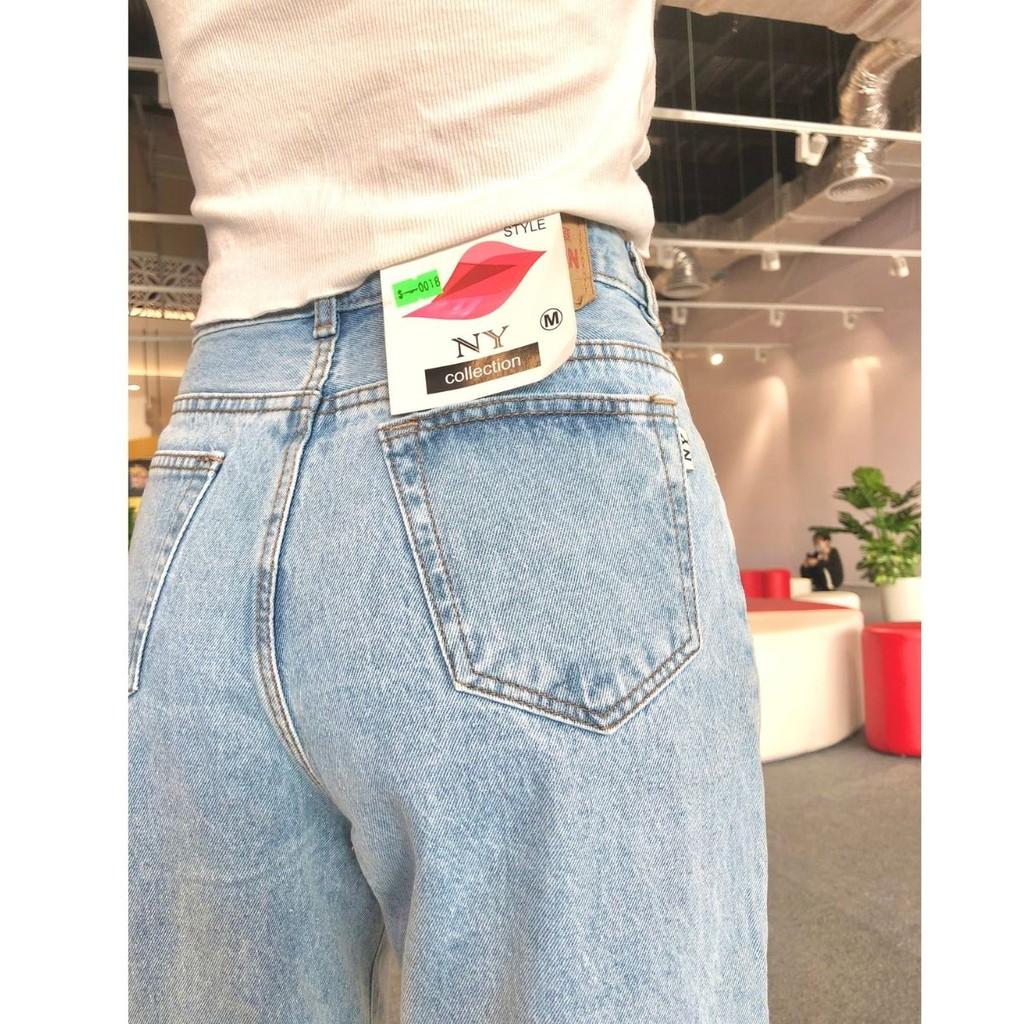 Quần Jean Nữ Dáng Baggy Thunder Unisex Cạp Lưng Cao Trơn, Ống Xuông, Rộng, Ulzzang Hàn Quốc, Co giãn