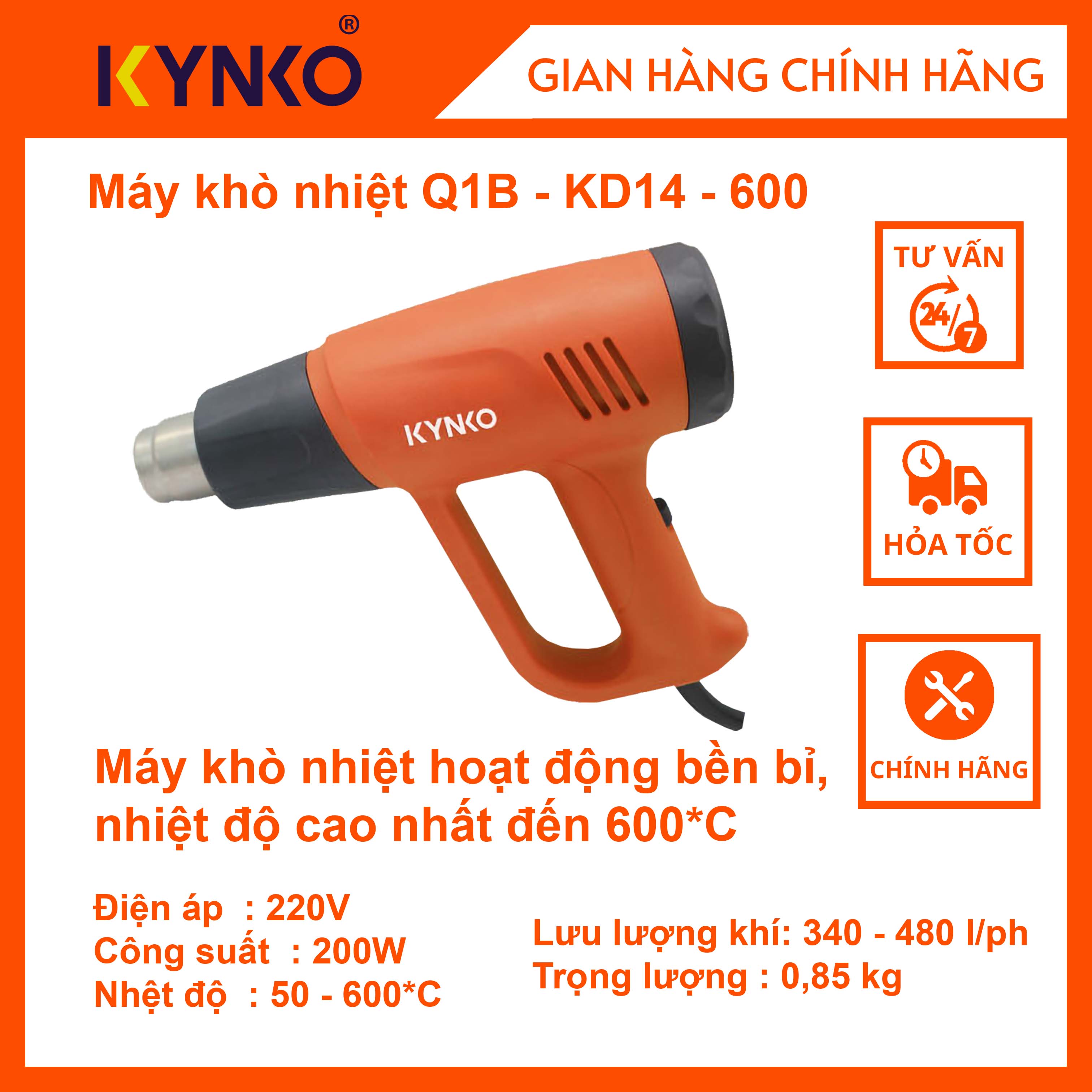 Máy khò nhiệt - KD14 cầm tay giá tốt chính hãng Kynko Q1B-KD14-600 #6141