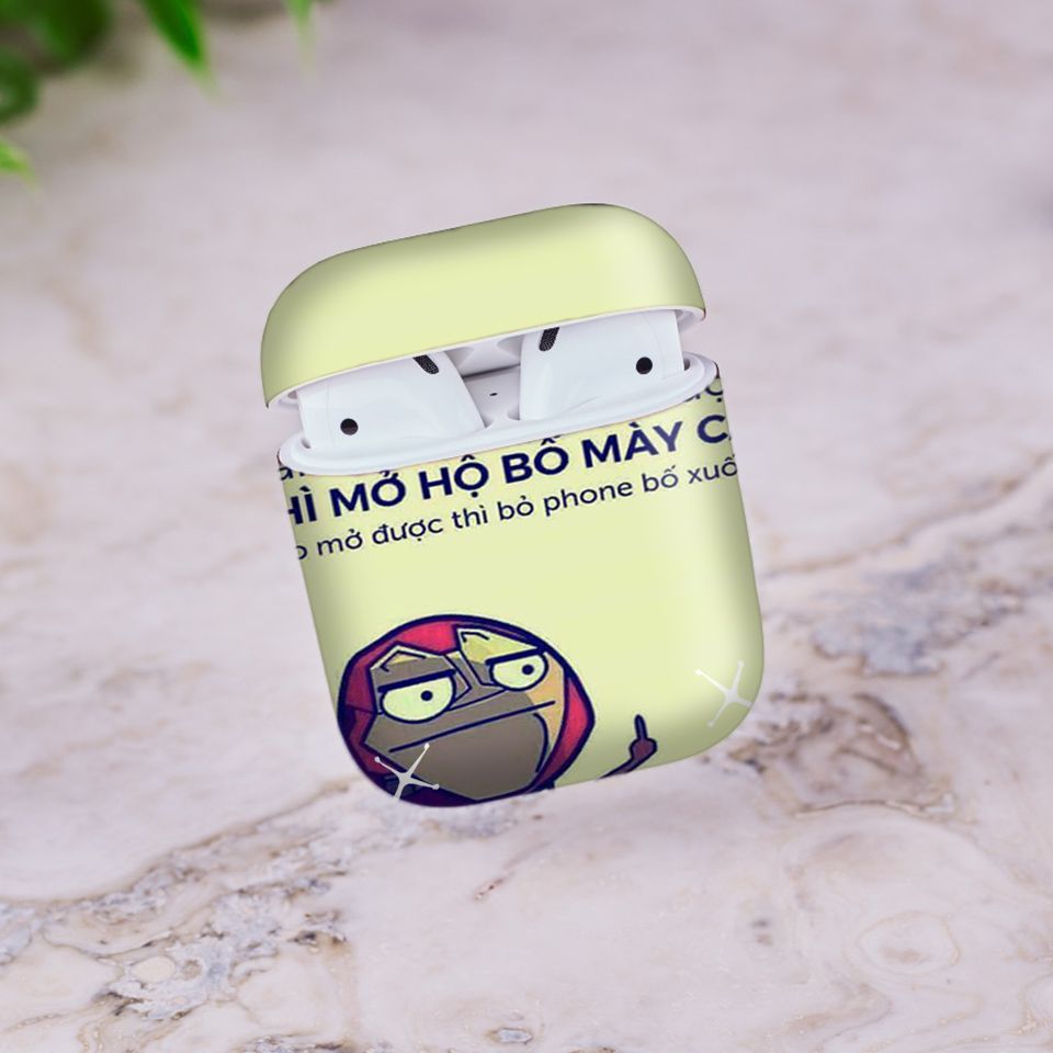 Miếng dán skin chống bẩn cho tai nghe AirPods in hình Mở khóa hộ - fun028 (bản không dây 1 và 2)