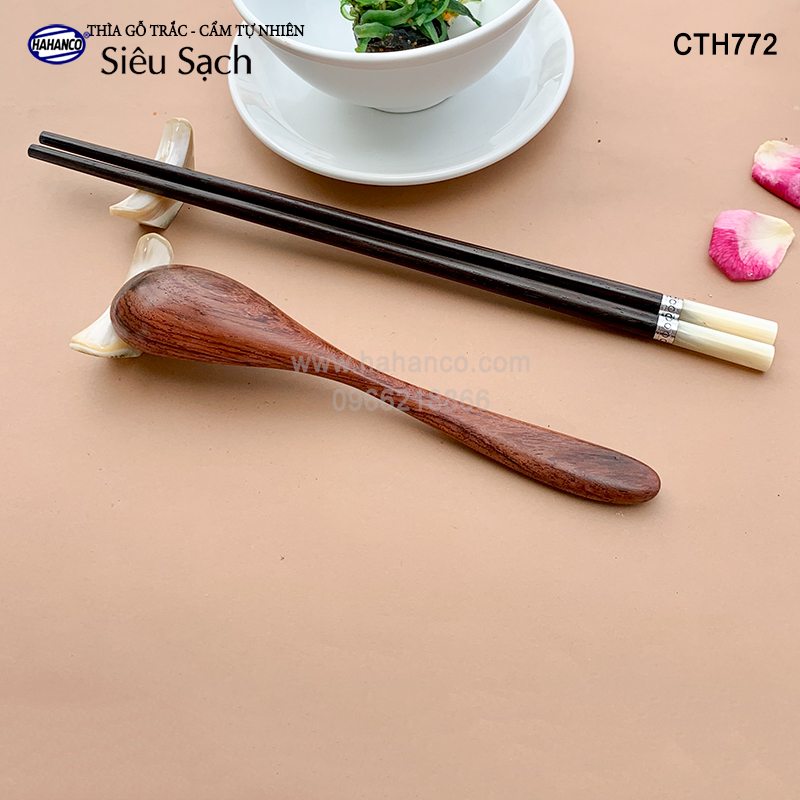 Muỗng/Thìa súp gỗ Trắc hoặc Cẩm (17cm) CTH772 - Decor, xúc gia vị, ăn uống siêu sạch