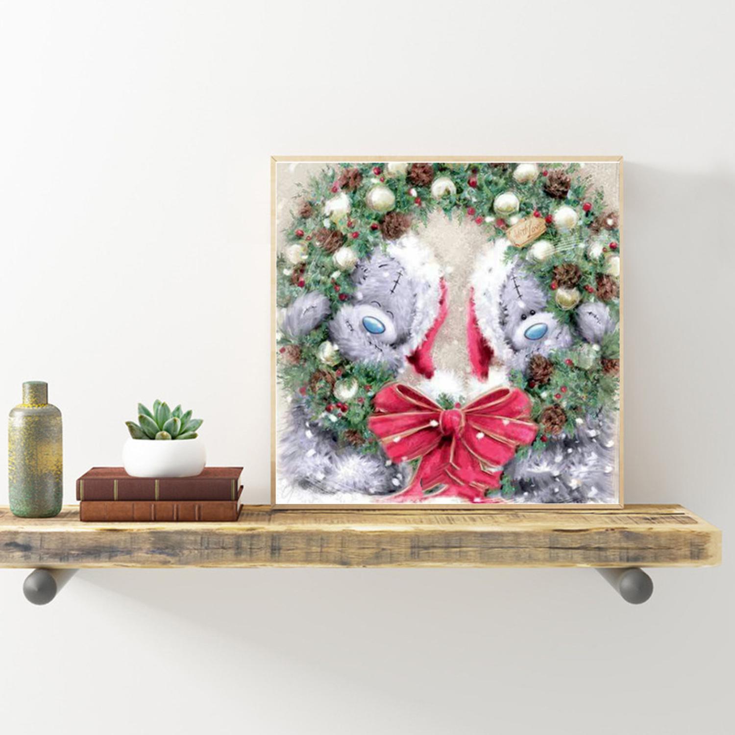 Bộ vẽ Tranh kim cương Giáng sinh DIY 5D, 12 * 12 inch,dụng cụ hỗ trợ đi kèm: bút, khay nhựa và keo dán.