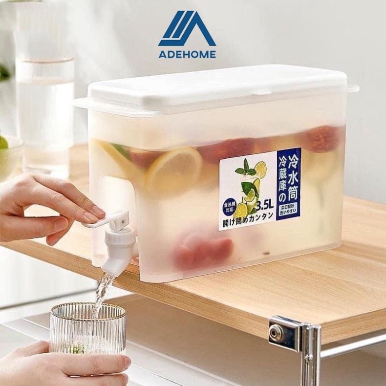 Bình Nước Để Tủ Lạnh Có Vòi 3,5L Chất Liệu An Toàn Nhựa Nguyên Sinh PP Chịu Nhiệt Cao Cấp Tiện Lợi