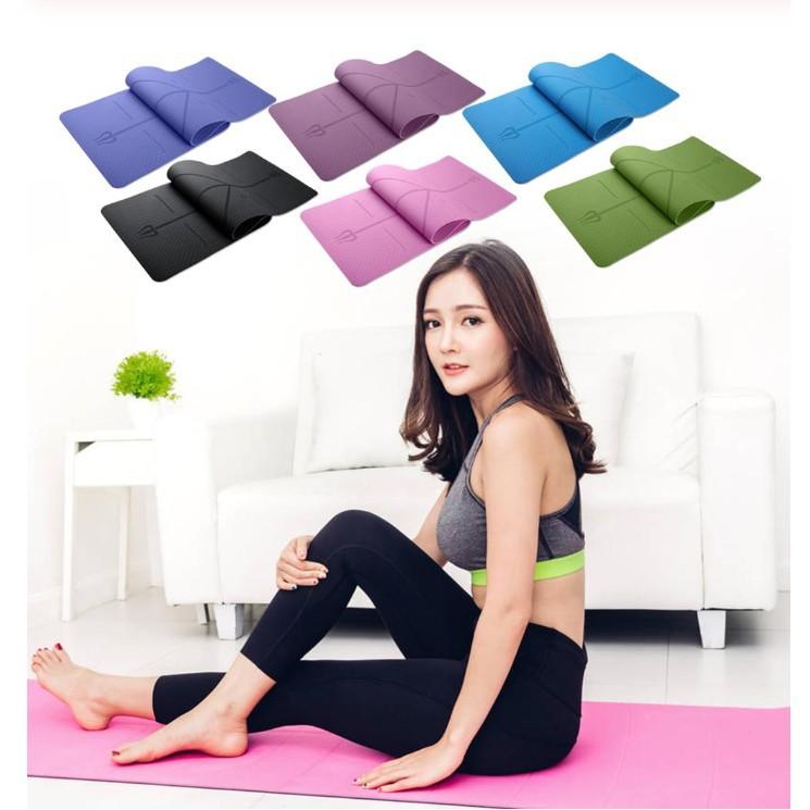 Thảm Tập Yoga Gym TPE 8MM Định Tuyến Cao cấp Siêu bền Chống trơn trượt Tặng Dây buộc | KHỞI NGUYÊN SPORT