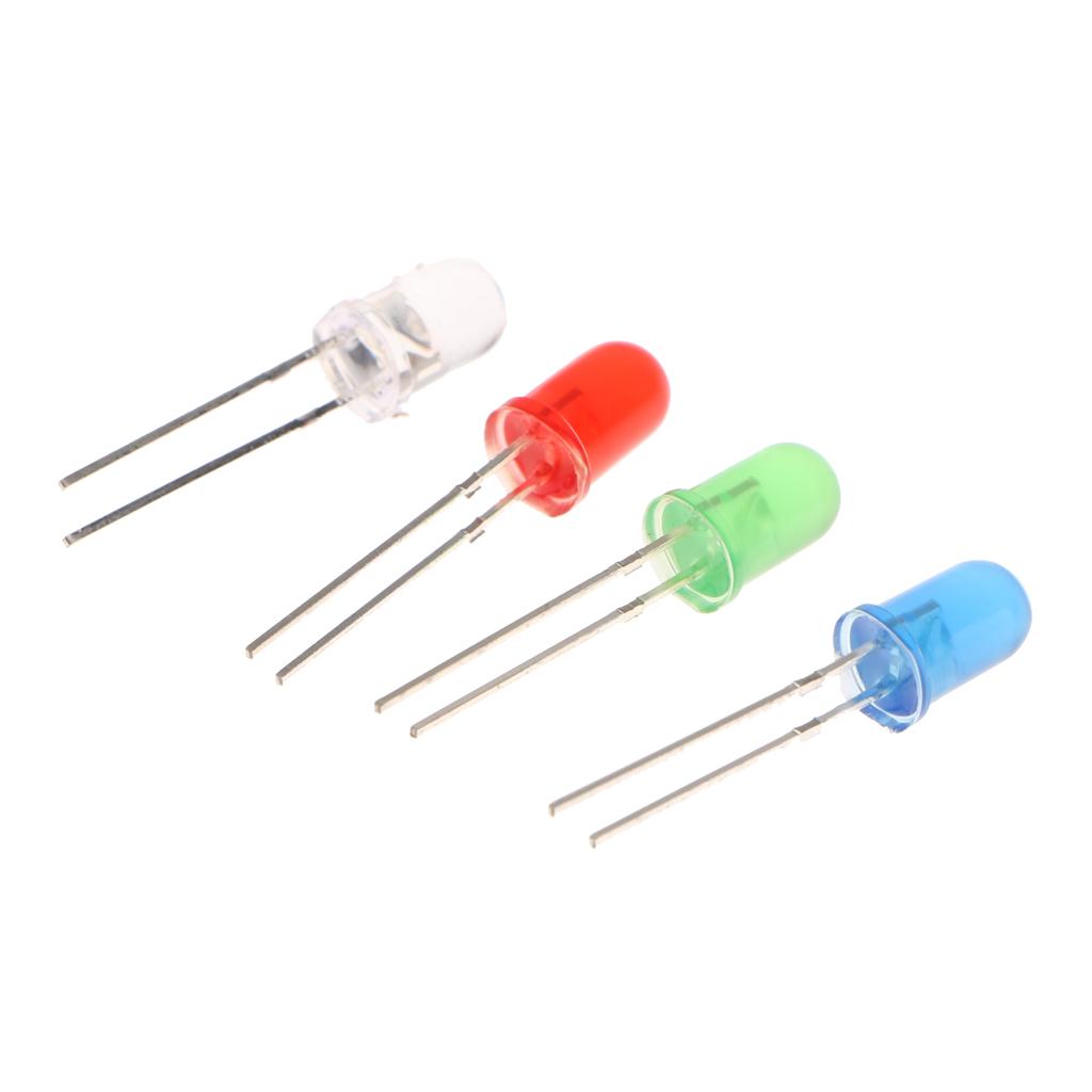 100 Viên 5 Mm Đỏ Trắng Xanh Xanh Diode Đèn LED Phát Sáng Bóng Đèn Đèn Dạ Quang