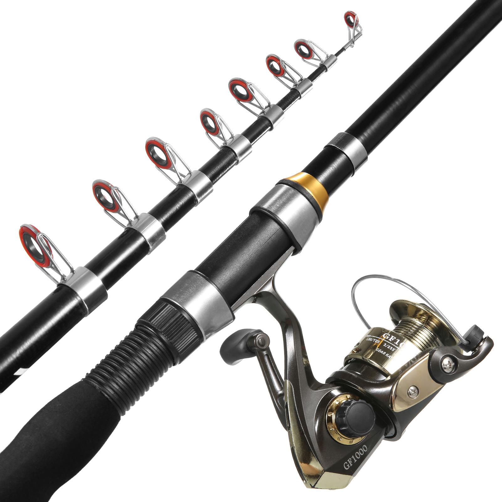 Gofishup Fishing Rod and Reel Combos Telescopic Fishing Pole with Spinning Reel Combo Kit Fishing Line Lures Hooks Swivels Set Fishing Accessories with Tackle Box