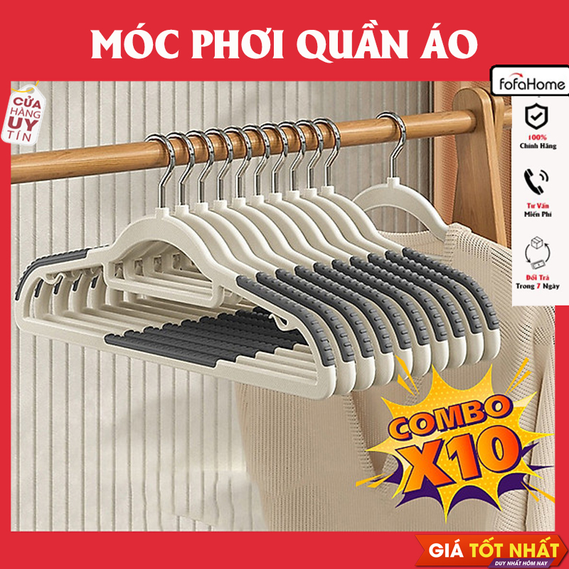 Combo 10 Móc Treo Quần Áo Chống Trượt Xoay 360 Đa Năng Móc Nhựa Cao Cấp Bền Bỉ Chịu Vật Nặng, Mắc Áo Nhựa Giao Màu Ngẫu Nhiên