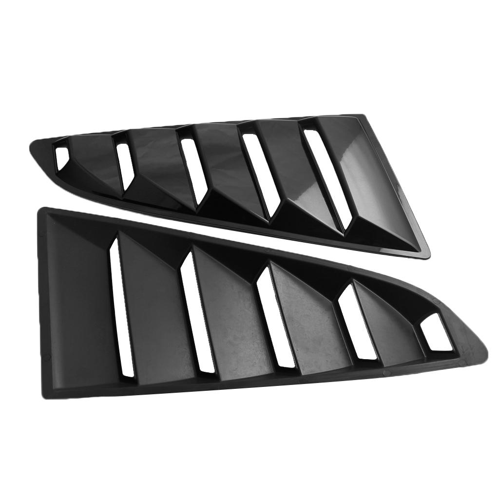 Pair Car Side Window Louver Cover 1/4 Scoop For Ford Mustang 2015-2017 Black