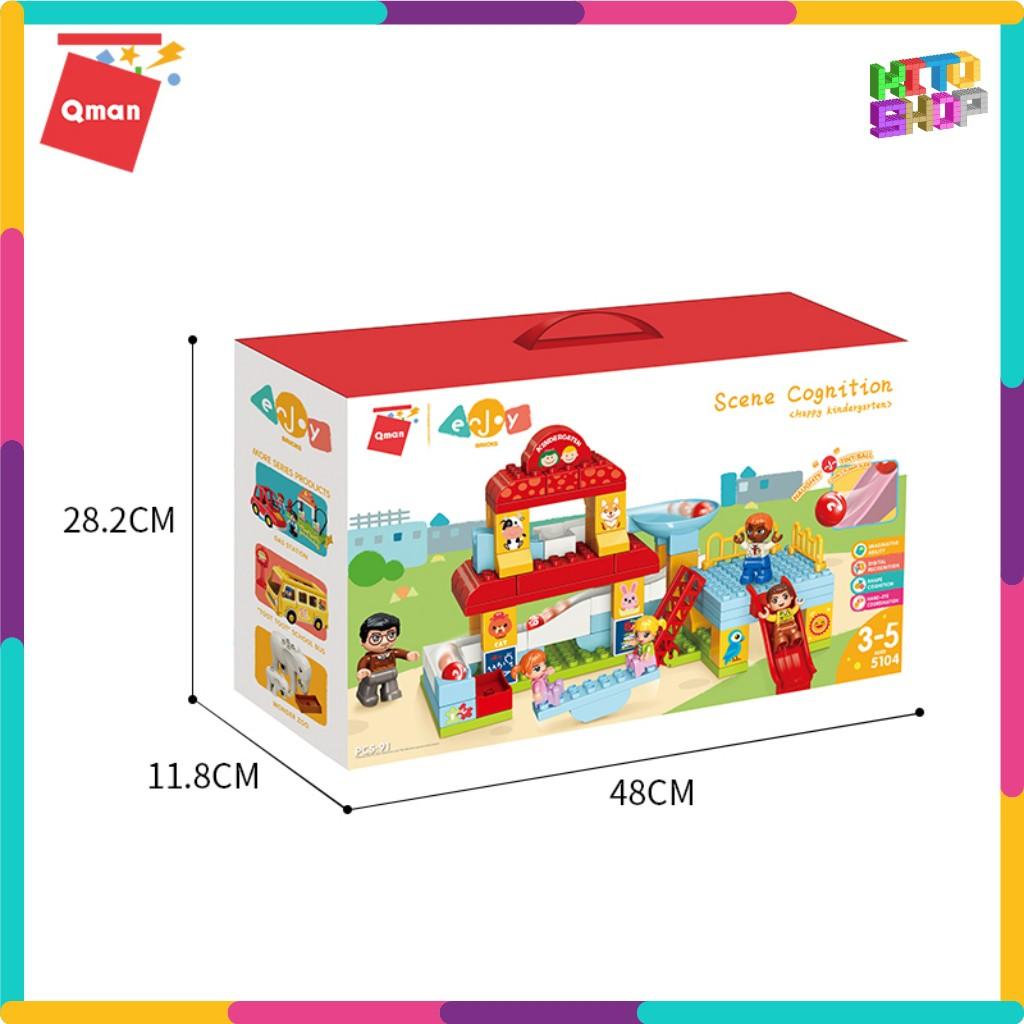 Bộ Đồ Chơi Xếp Hình Thông Minh Qman 5104 Nhà Trẻ Vui Vẻ Cho Trẻ Từ 3 Tuổi 92 Mảnh Ghép