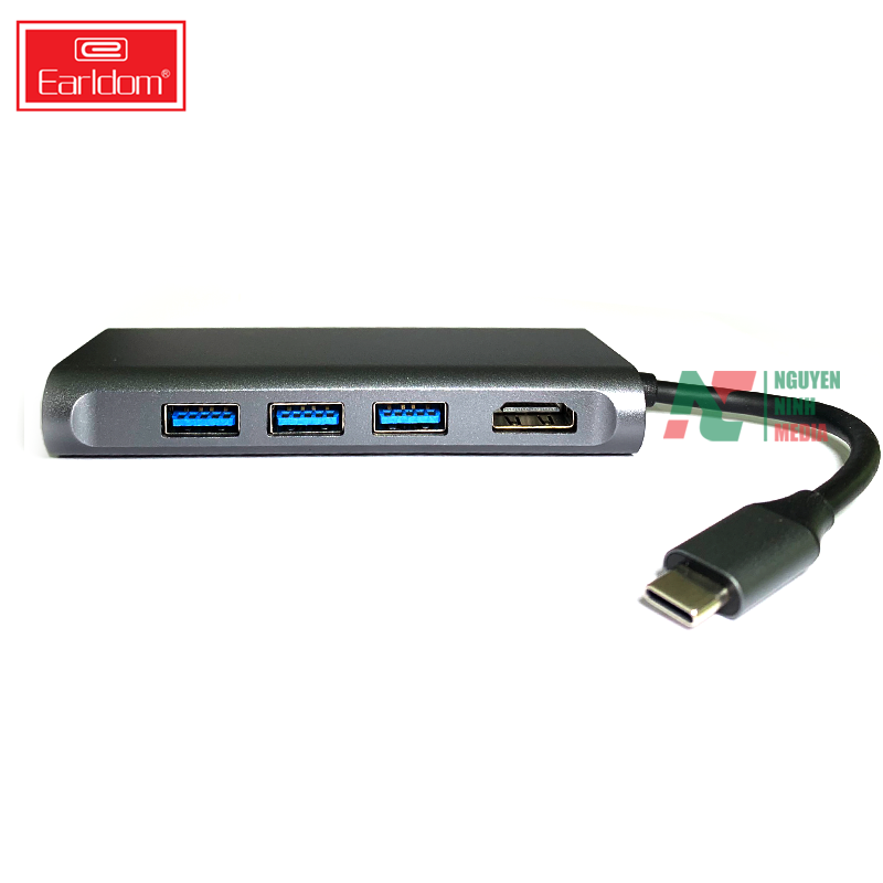 Cáp Chuyển USB TYPE C Sang HDMI / USB 3.0 / RJ45 / SD TF / USB-C PD Earldom W21 - Hàng Chính Hãng