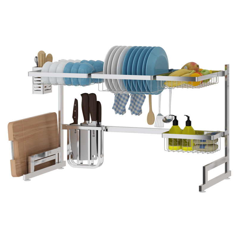 Kệ Bếp - Kệ Chén Inox, Kệ Úp Chén, Kệ Để Chén Bát Trên Bồn Rửa INOX 304 Cao Cấp - 85 Cm