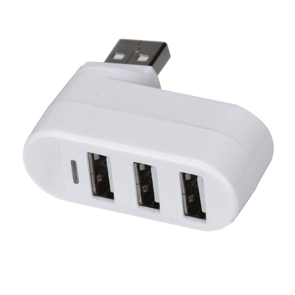 2x Rotatable 3 Ports USB 3.0 HUB + 2 USB 2.0 Adapter Splitter White