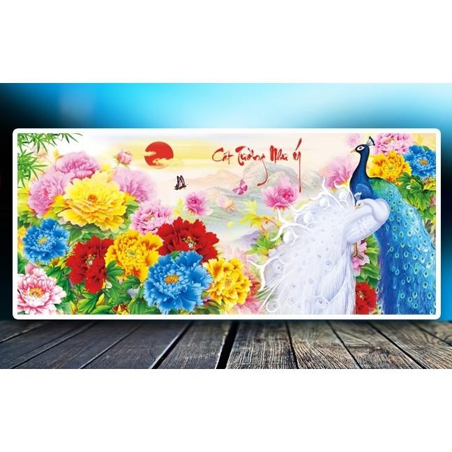 Tranh Đính Đá CÔNG CÁT TƯỜNG NHƯ Ý. Kích Thước: 1m04 x 50cm