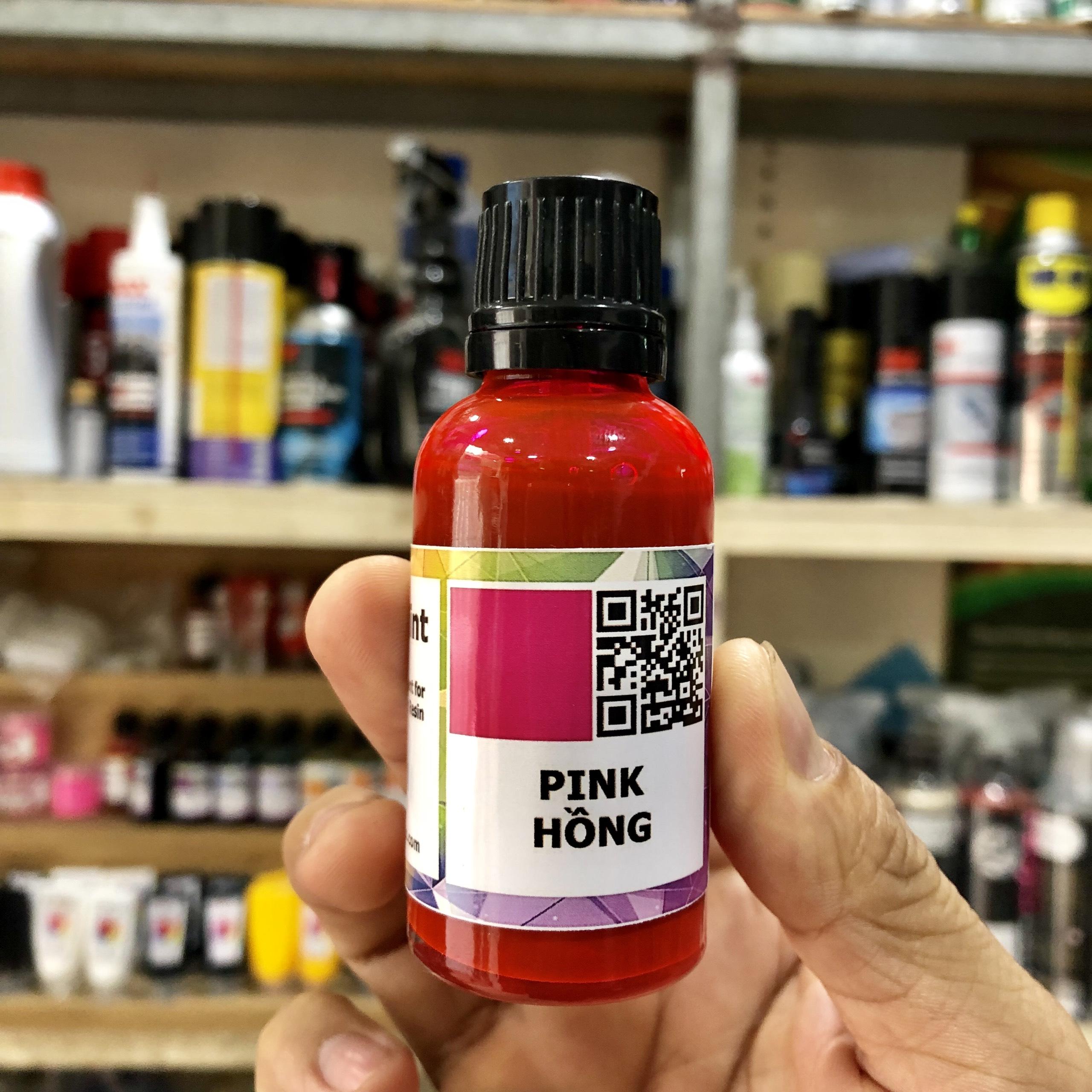 Màu trong suốt xuyên thấu pha Epoxy Resin - Màu hiệu ứng kính - PINK Hồng - 30ml