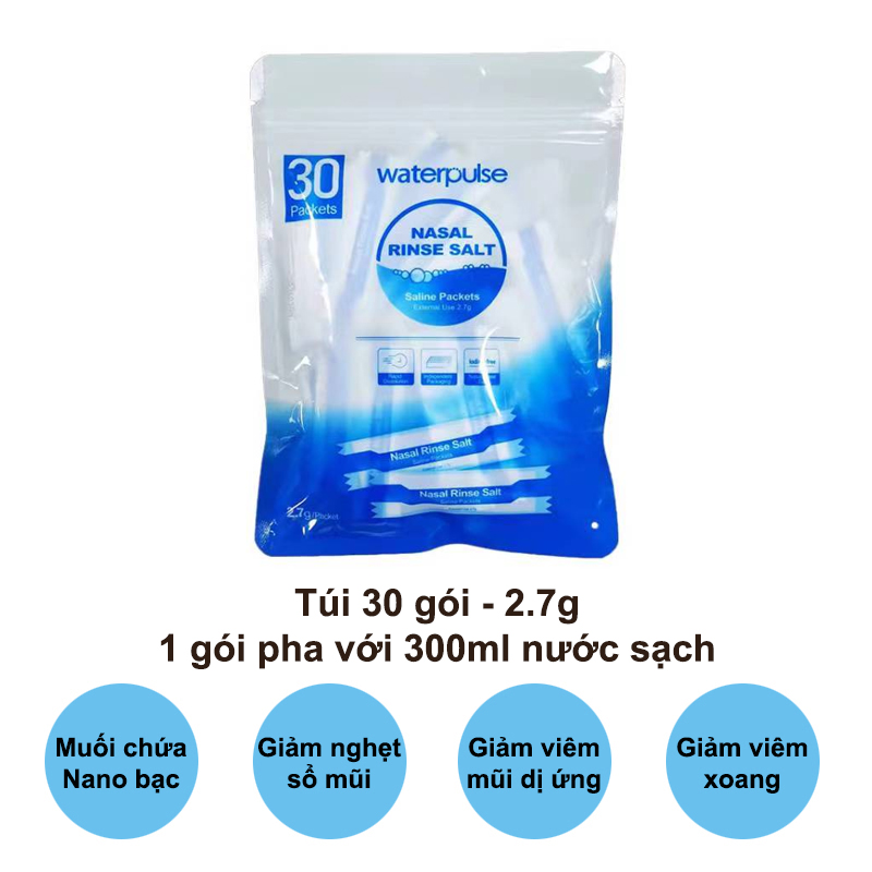 Muối Rửa Mũi Nano Bạc. Muối Sinh Lý Nasal Rinse Salt làm sạch nghẹt mũi, viêm mũi dị ứng, viêm xoang