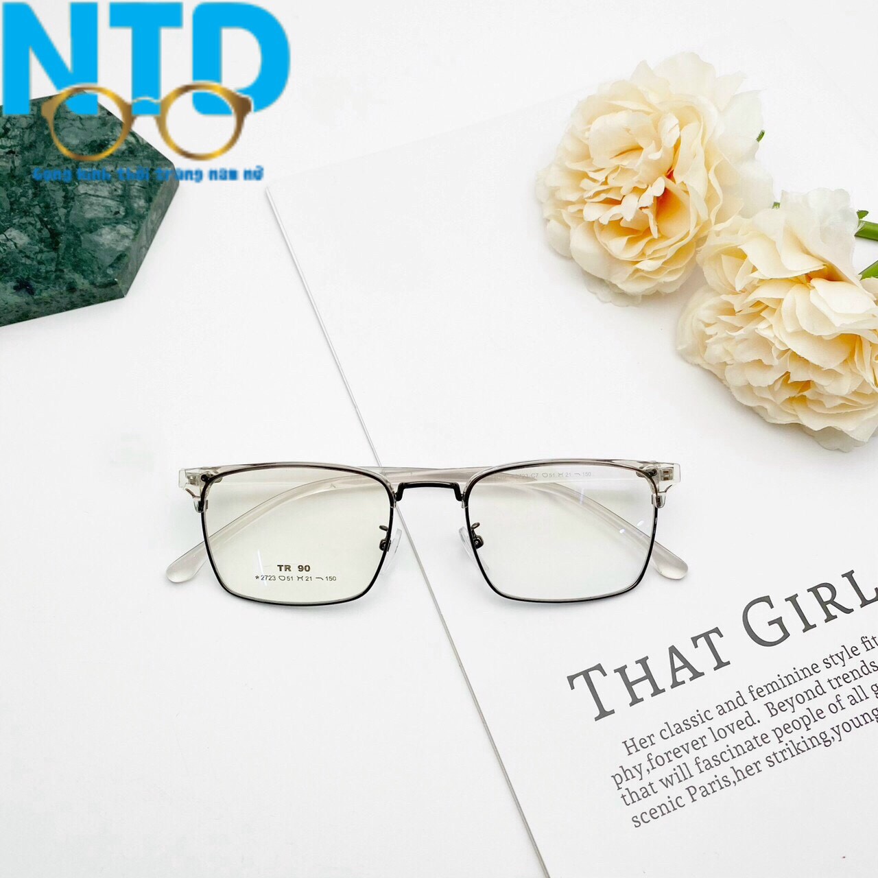 Kính Râm, Kính Mát Nam Nữ Mắt mắt vuông NTD Thanh Mảnh Hàn Quốc