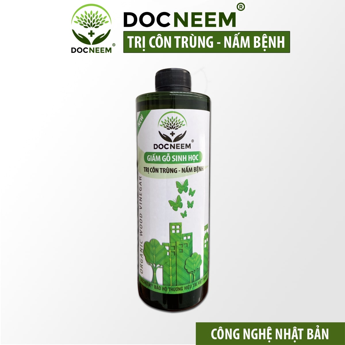 Giấm Gỗ Sinh Học DOCNEEM xua đuổi côn trùng sâu bệnh, trị nấm, bọ trĩ, nhện, rệp, dạng hữu cơ an toàn tuyệt đối, chai dạng phun, dung tích 500ml, chính hãng thương hiệu DOCNEEM