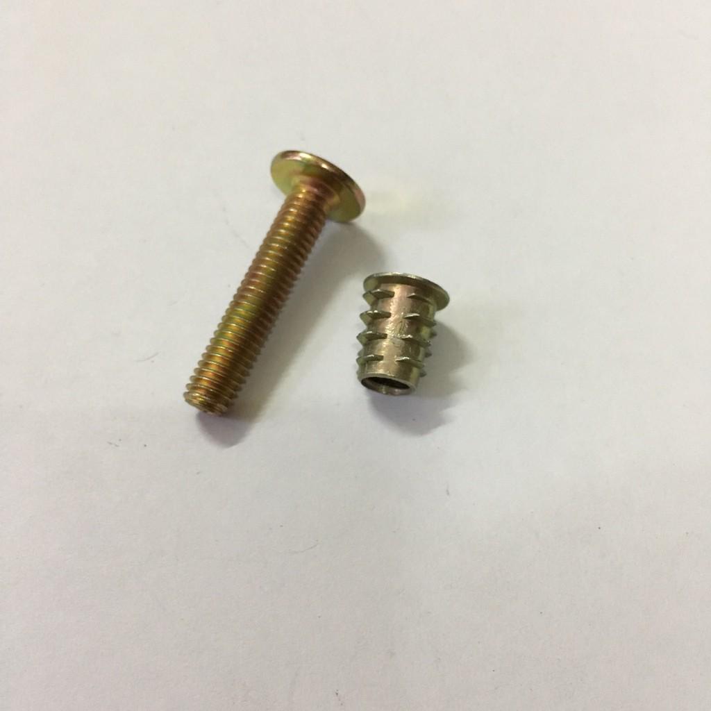 Bộ 100 Ốc cấy gỗ + bulong lục giác chìm M6x40 ,Combo ốc cấy bắt bu lông lục giác chìm M6 x 40mm