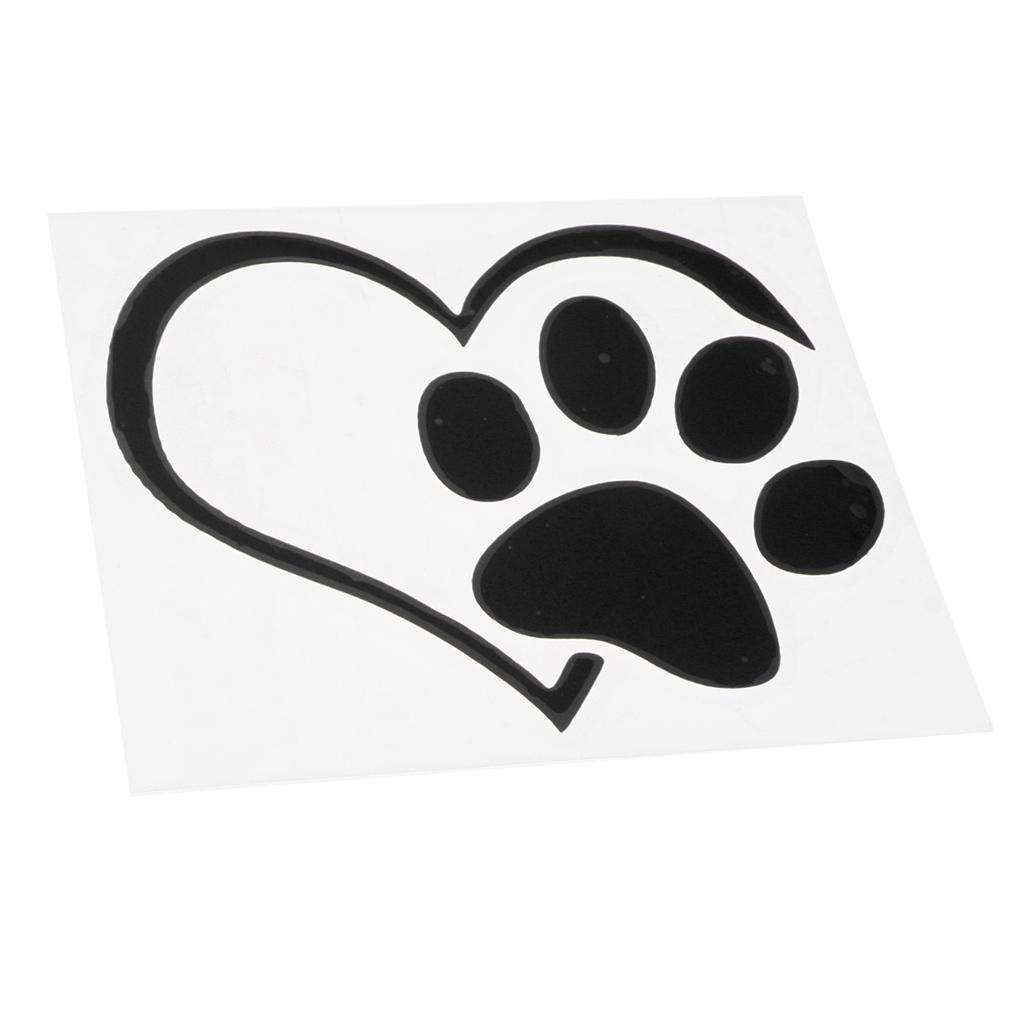 Pet Paw love heart Pattern Car Window Stickers Vinyl Cats Dogs Decals Black