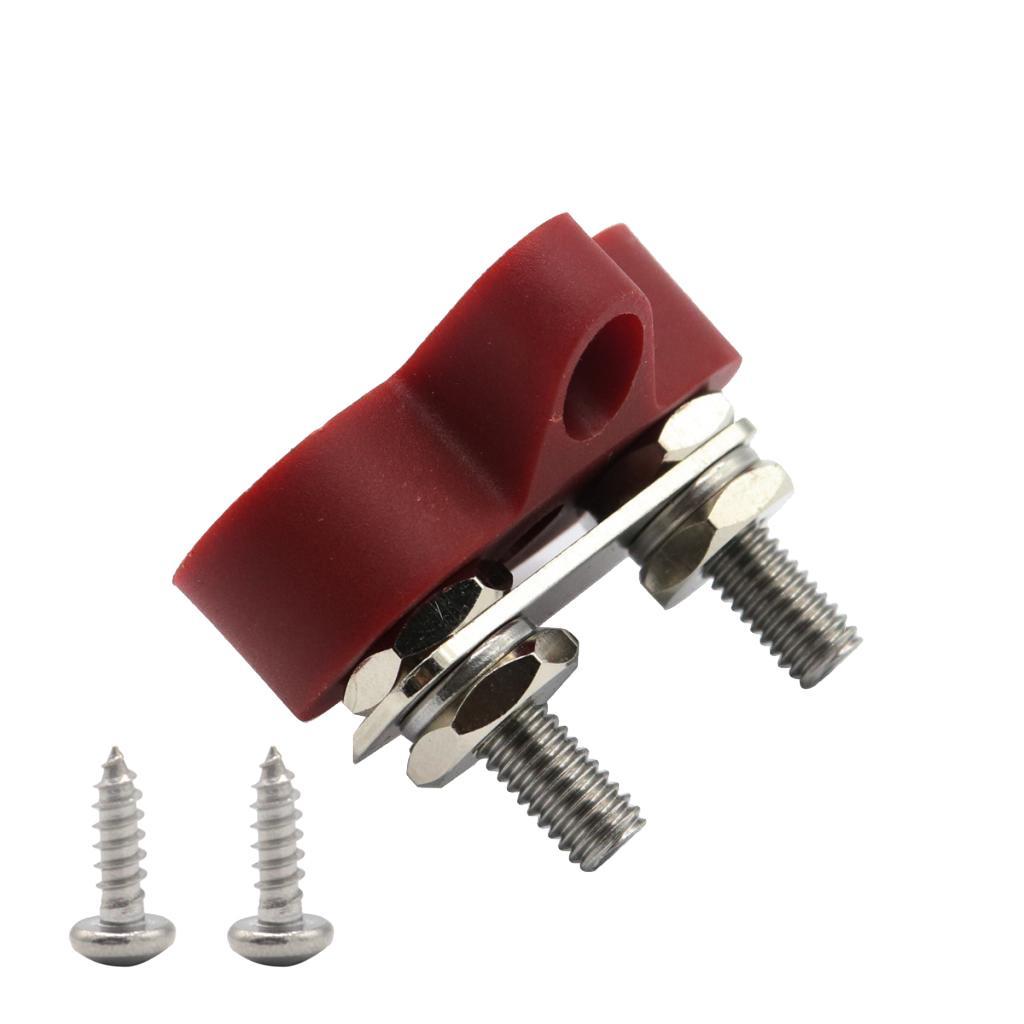 2X DC48V Double M6 Terminal Stud Bus Bar Power Distribution Box for Boat - Red