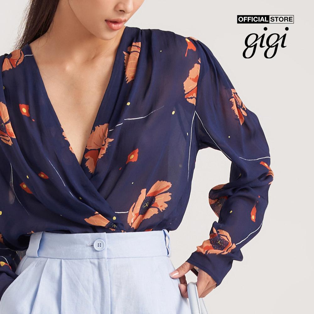 GIGI - Áo kiểu nữ cổ V tay dài họa tiết hoa thanh lịch G1110T221263