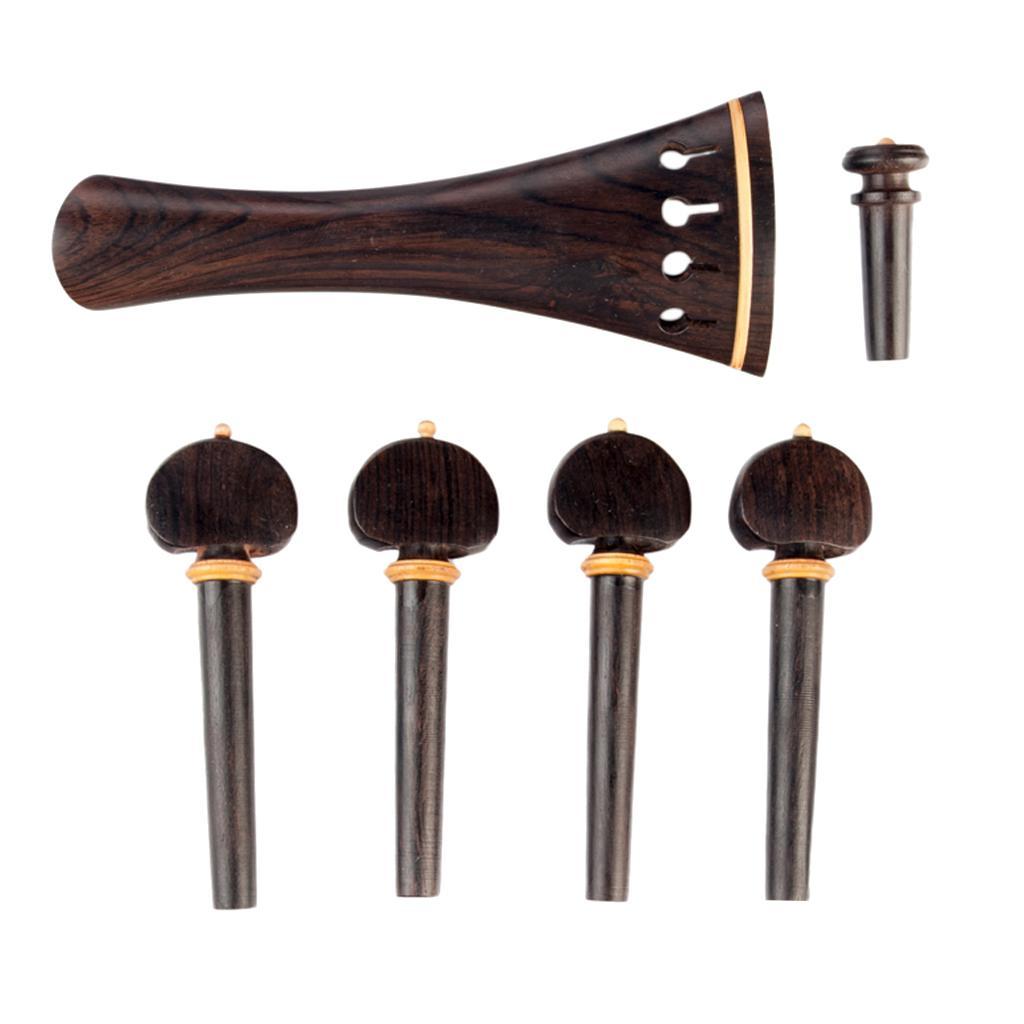 1 Set Ebony 4/4 Violin Parts with Tailpiece Tuner Tuning Peg