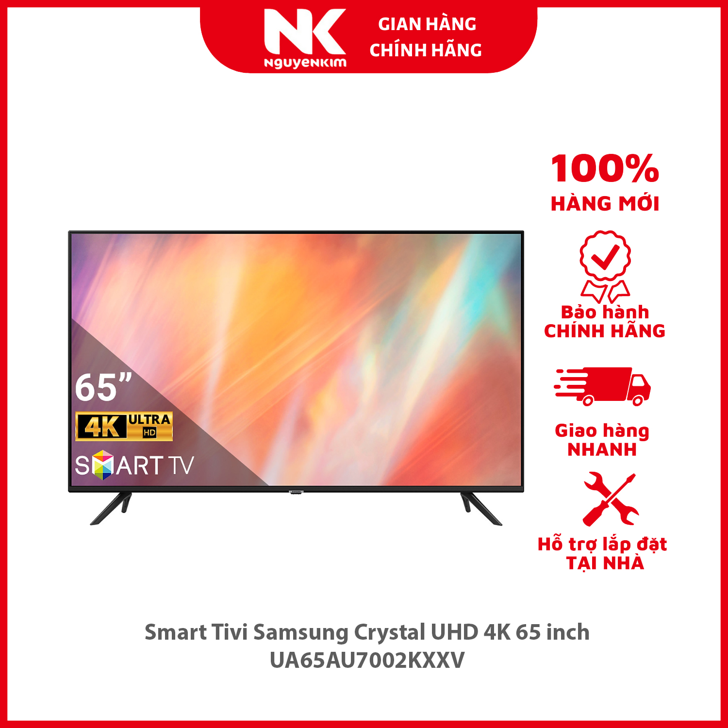 Smart Tivi Samsung Crystal UHD 4K 65 inch UA65AU7002KXXV - Hàng chính hãng