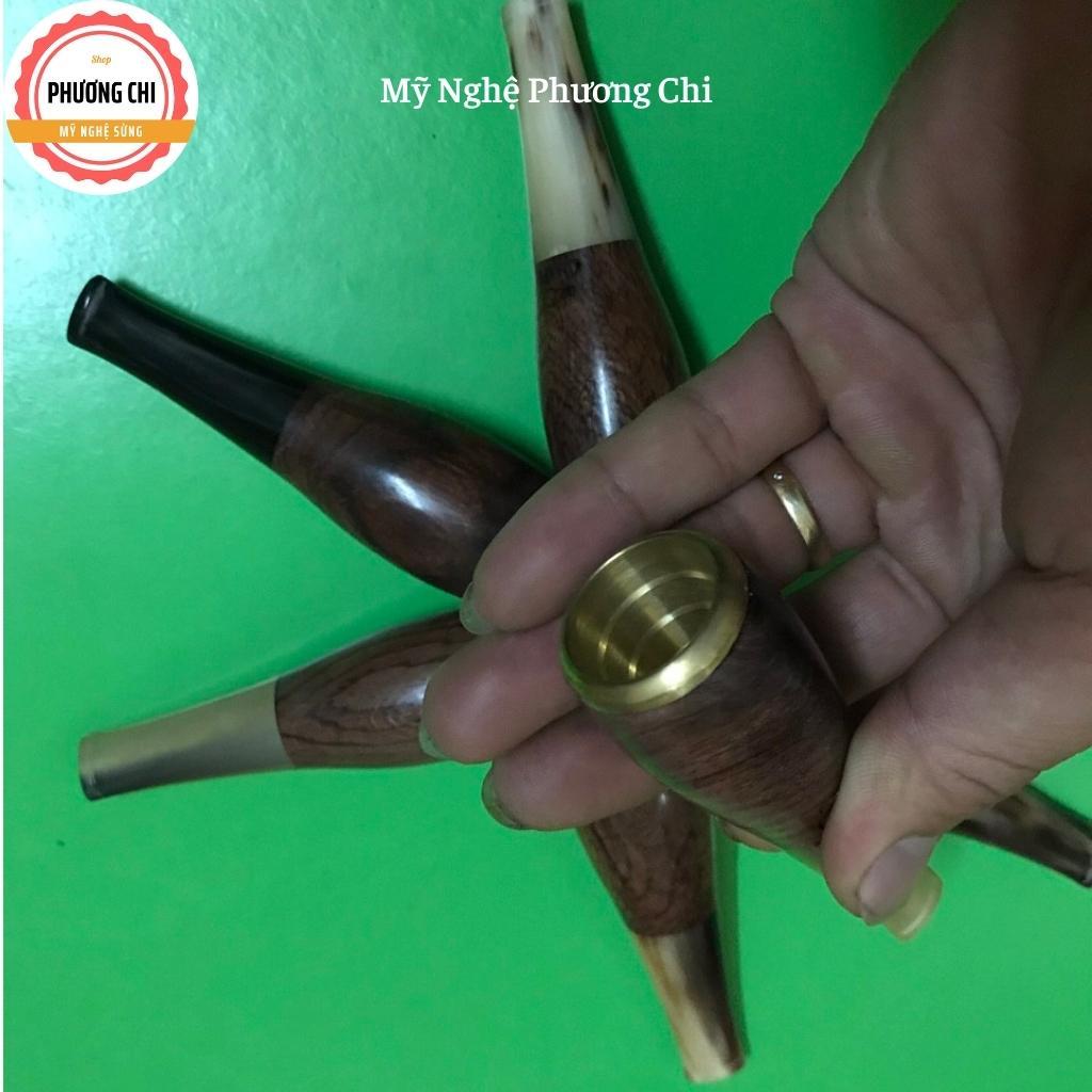 Tẩu cigar Thân gỗ cán sừng, gỗ trắc Full size Ring