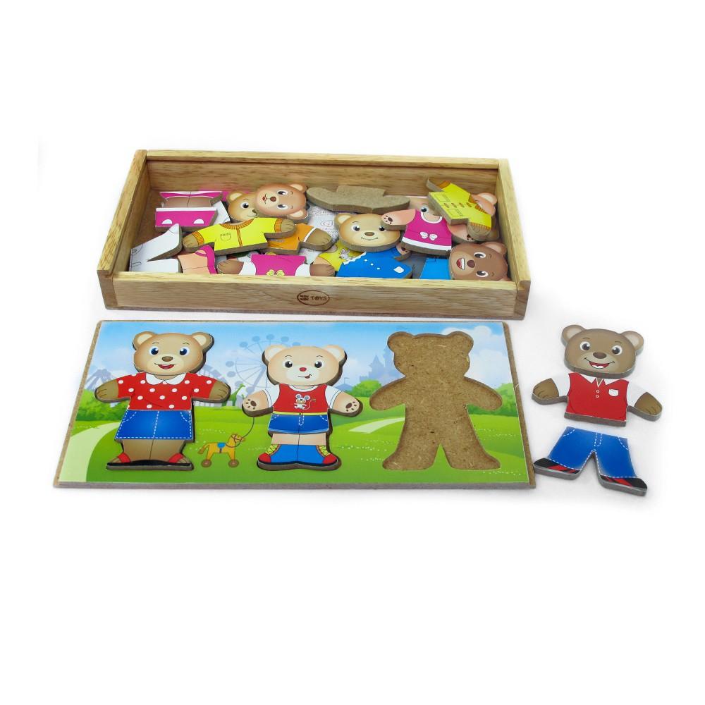 Đồ chơi gỗ Thời trang gia đình gấu | Winwintoys 68232 | Tăng khả năng sáng tạo và phân biệt màu sắc | Đạt tiêu chuẩn CE