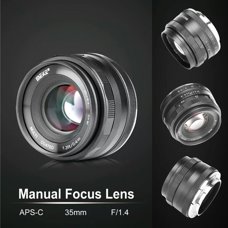 Ống kính Meike 35mm F1.4 lấy nét thủ công cho máy ảnh mirroless Fuji, Sony, Canon- Hàng nhập khẩu