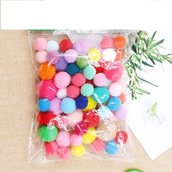 Túi 200 quả pom pom mix màu nhiều size, cho bé tập gắp, trang trí, làm đồ thủ công xinh xắn