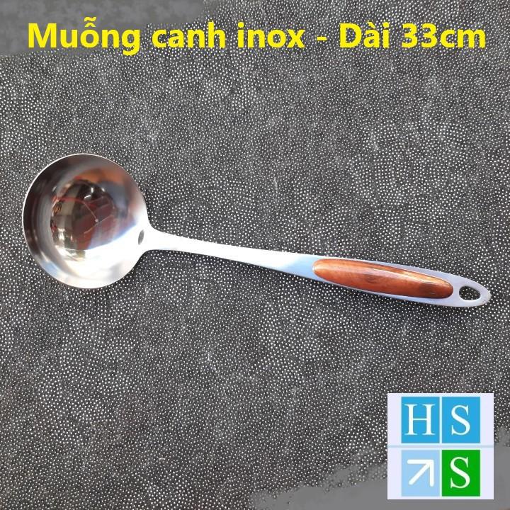 Bộ Vá đặc, Vá lỗ , Xẻng xào chất liệu inox 304 cao cấp, cán cách nhiệt vân gỗ sang trọng ( Đồ gia dụng Như Ý )