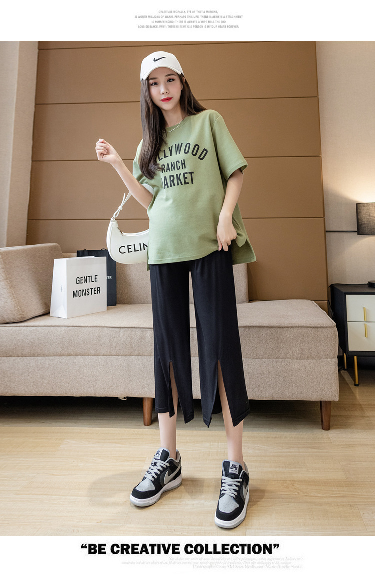 Quần bầu xuông thun cotton dáng lỡ xẻ cá tính QBS1414