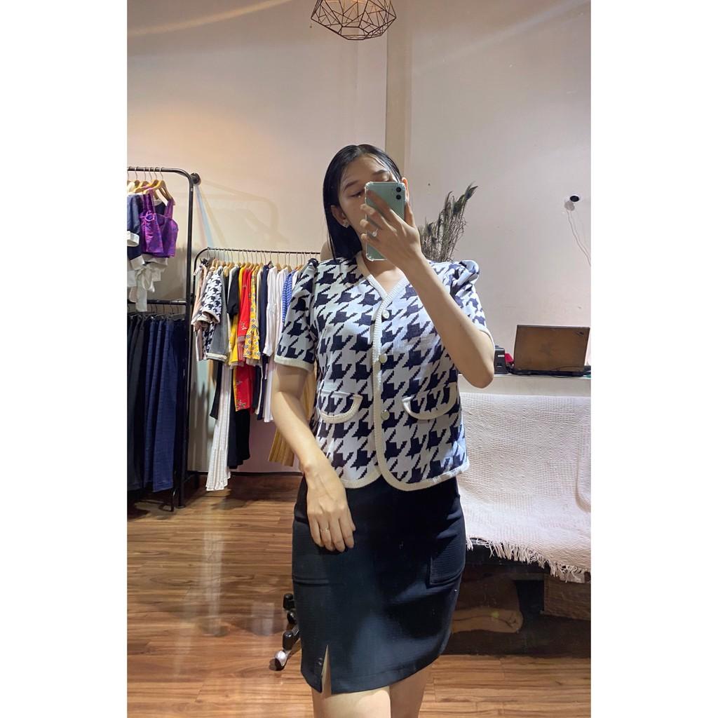 Áo tweed retro ziczac lớn