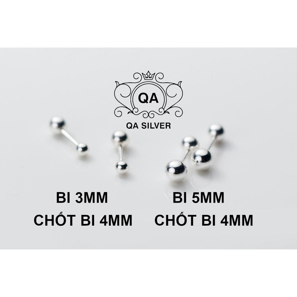 Khuyên tai bạc 925 bi chốt vặn bông nam nữ tối giản S925 MINIMAL Silver Earrings QA SILVER EA220401