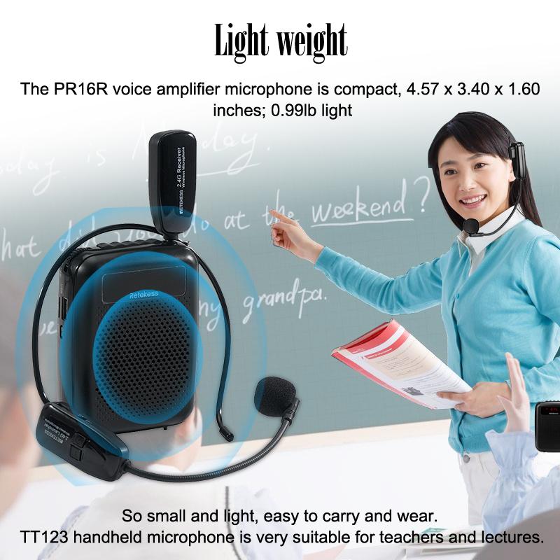 Retekess Pr16r Megaphone di động 12W FM Ghi âm giọng nói của giáo viên Micro Color: Set1 TT123-PR16R